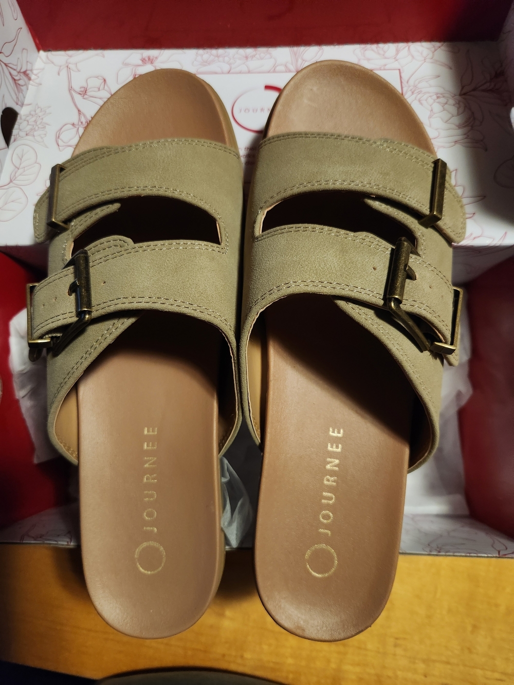 Journee Collection Olive Double Buckle Slide Sandals